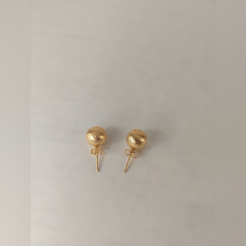 14K Yellow Gold 77mm Round Ball Diamond Cut Small Stud Post Earrings